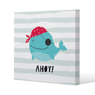 Ahoy! Whale Slim Style Canvas Print , 15mm Slim Real wood.