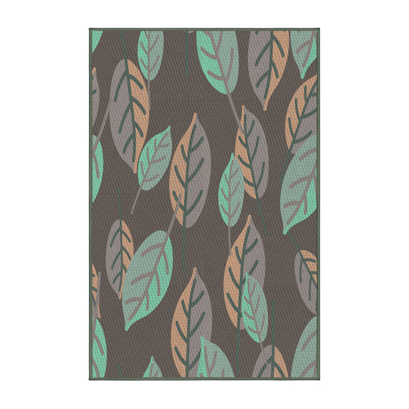 Tapis bleu turquoise/gris à motifs, Rectangle 3 pi x 5 pi