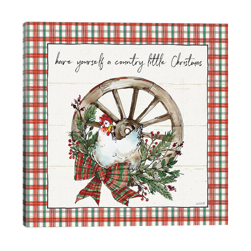 Holiday On The Farm V - Plaid by Anne Tavoletti - Print on Canvas, 93.98 cm H x 93.98 cm W x 1.91 cm D, Wrapped Canvas