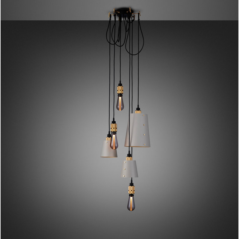 6 - Light Cluster Pendant, Brass, Stone