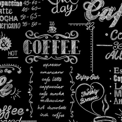 Kitchen & Bathroom Superfresco Easy Black / White Coffee Shop Wallpaper