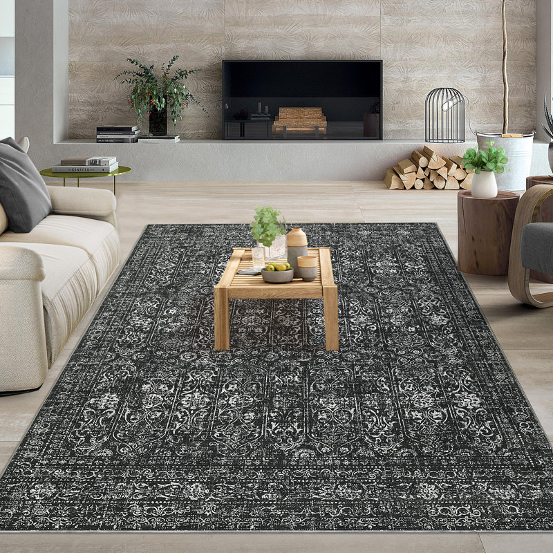Tapis rétro antidérapant lavable à la machine Vintage, Rectangle 5 pi x 7 pi