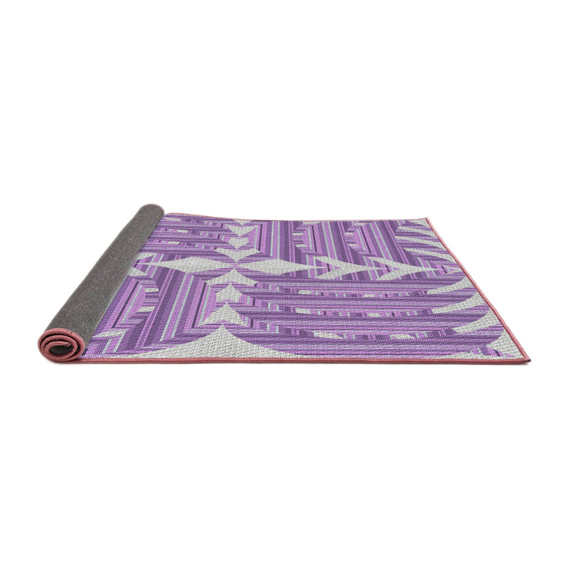 Tapis géométrique mauve / gris, Rond 3 pi