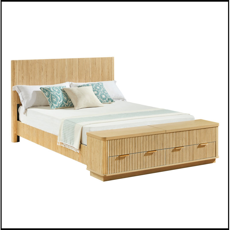 Grand cadre cannelé avec rangement Abba, Naturel