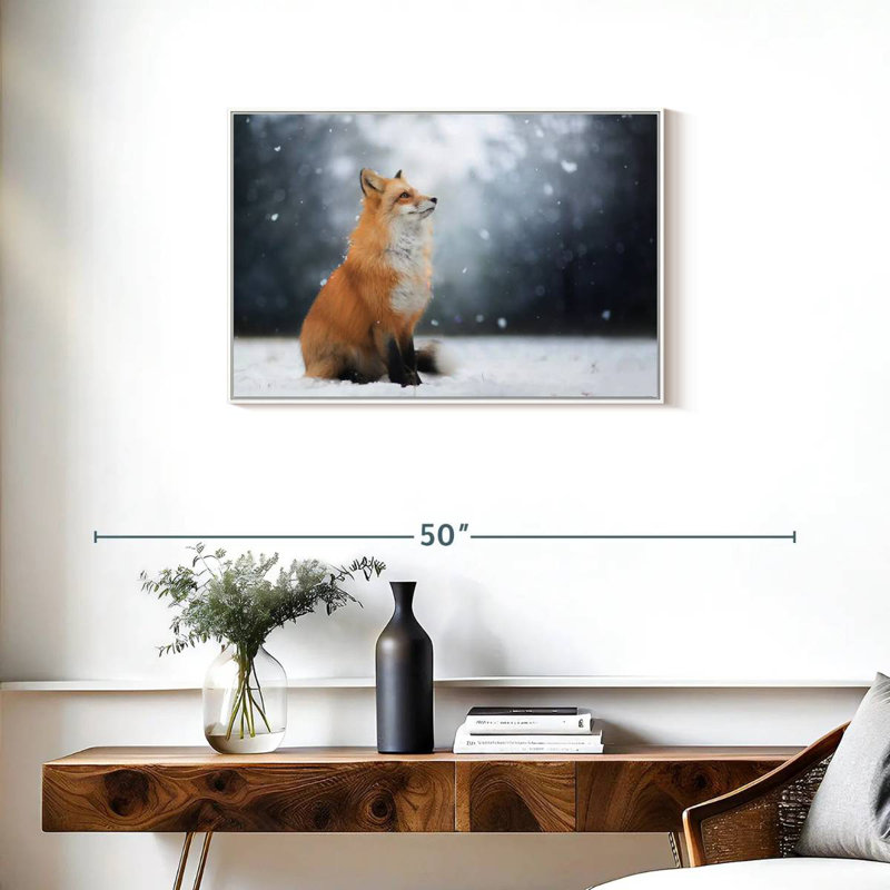 Dreamy Winter Fox, Cadre flottant blanc, 31 po x 21 po
