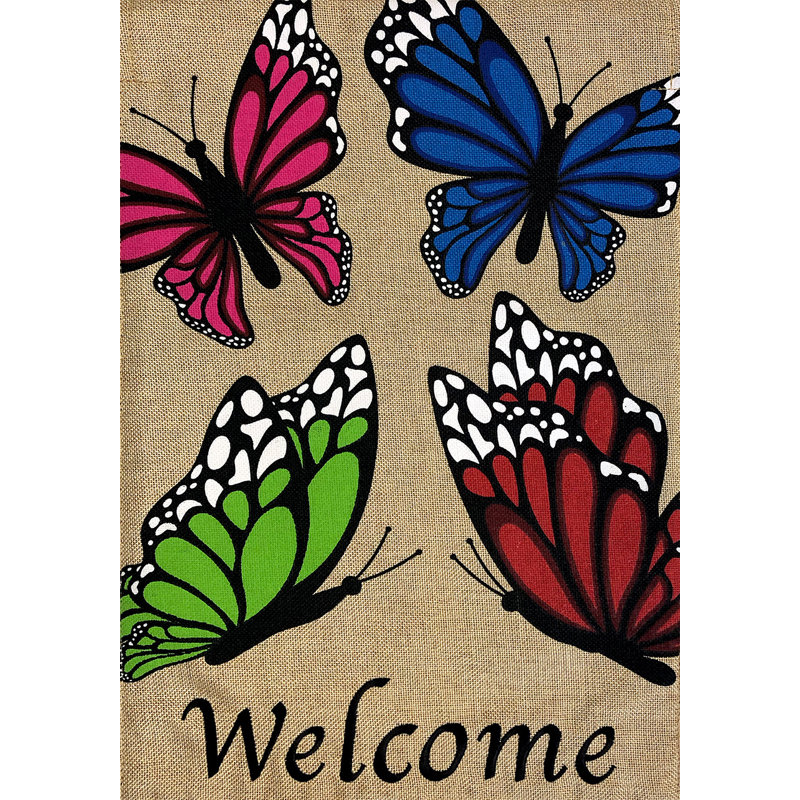 Drapeau de jardin Butterfly Welcome Spring, Paysage, nature