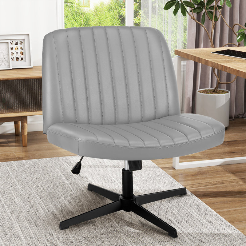 Brenae Upholstered Armless Swivel Task Chair, Fabric, Gray.