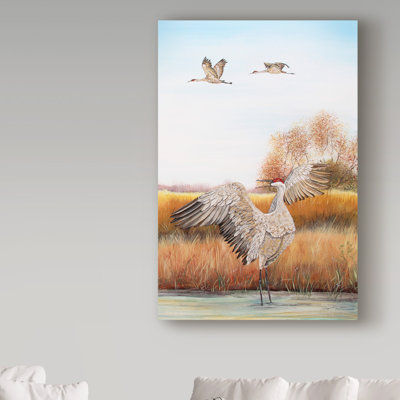 « sandhill grues », reproduction d’impression sur toile tendue