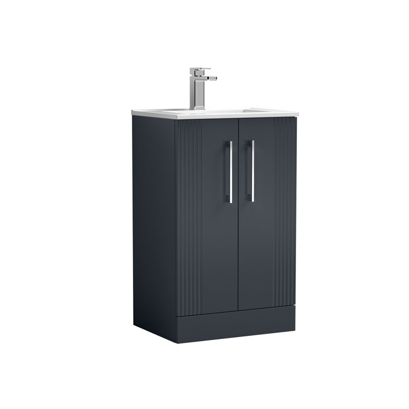 Deco 505mm Single Bathroom Vanity with Integrated Vitreous China Basin, Satin Anthracite