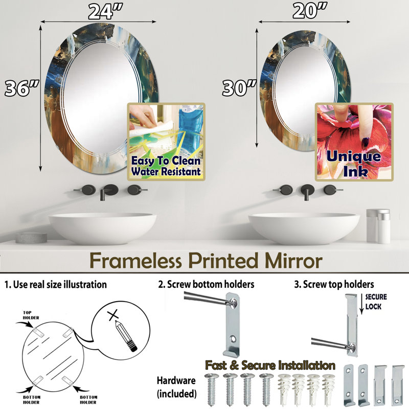 Miroir mural sans cadre Sakonnet, 30 po x 20 po