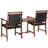 62" Wide Patio Rattan Loveseat Acacia Wood Bench w/Table & Umbrella Hole