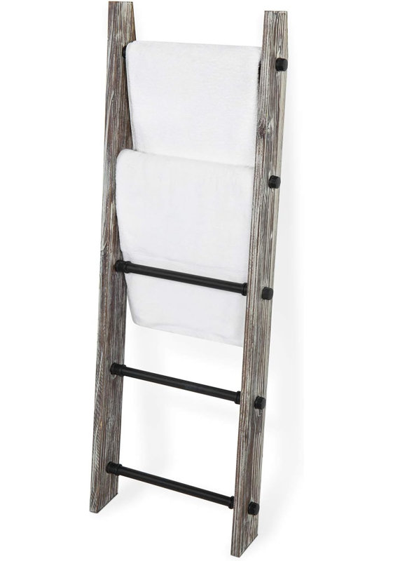 Farmhouse Solid Wood 4 ft Blanket Ladder