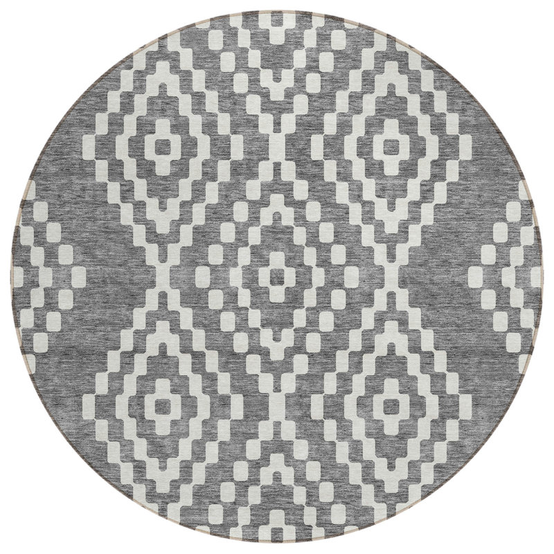 Malek Indoor/Outdoor Area Rug with Non-Slip Backing, Round 8'