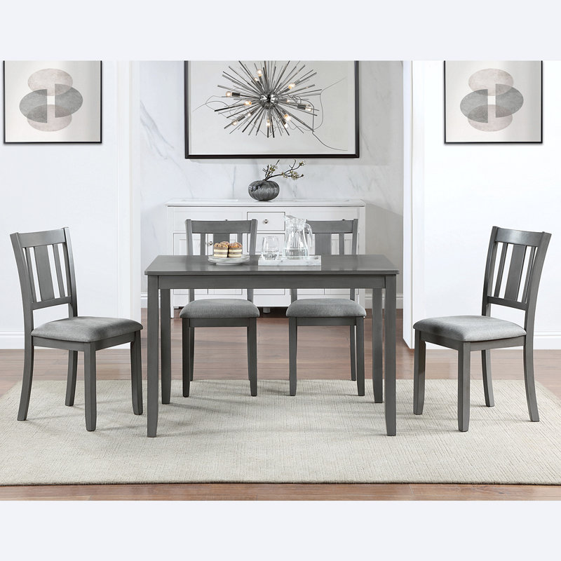 Table de salle à manger en bois, table de cuisine pour petit espace, table de salle à manger pour 4 personnes, Gris