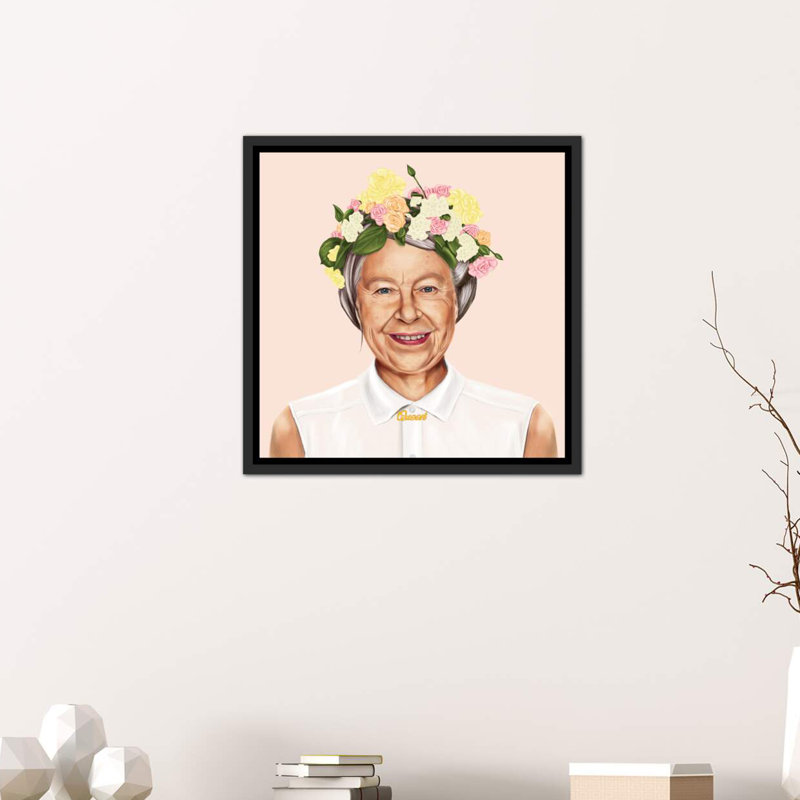 « reine elizabeth » par amit shimoni-impression, Toile avec cadre noir, H 18 po x l 18 po x P 1,5 po