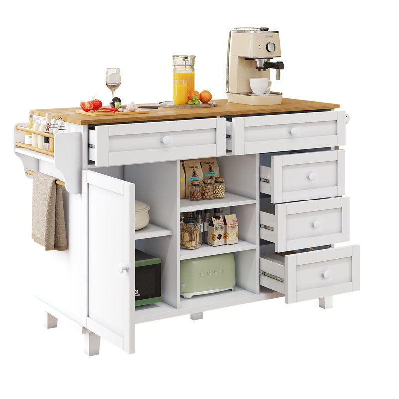 Wood Kitchen Island, Grey