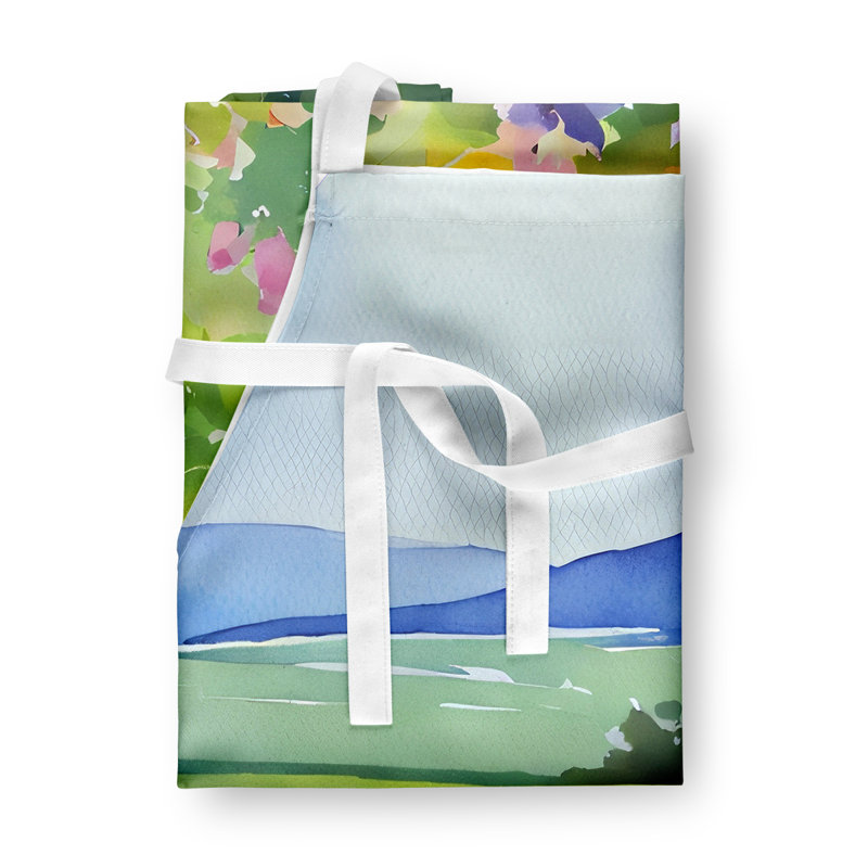 Tennessee Iris in Watercolor Apron, Blue/Green Massachusetts Mayflowers