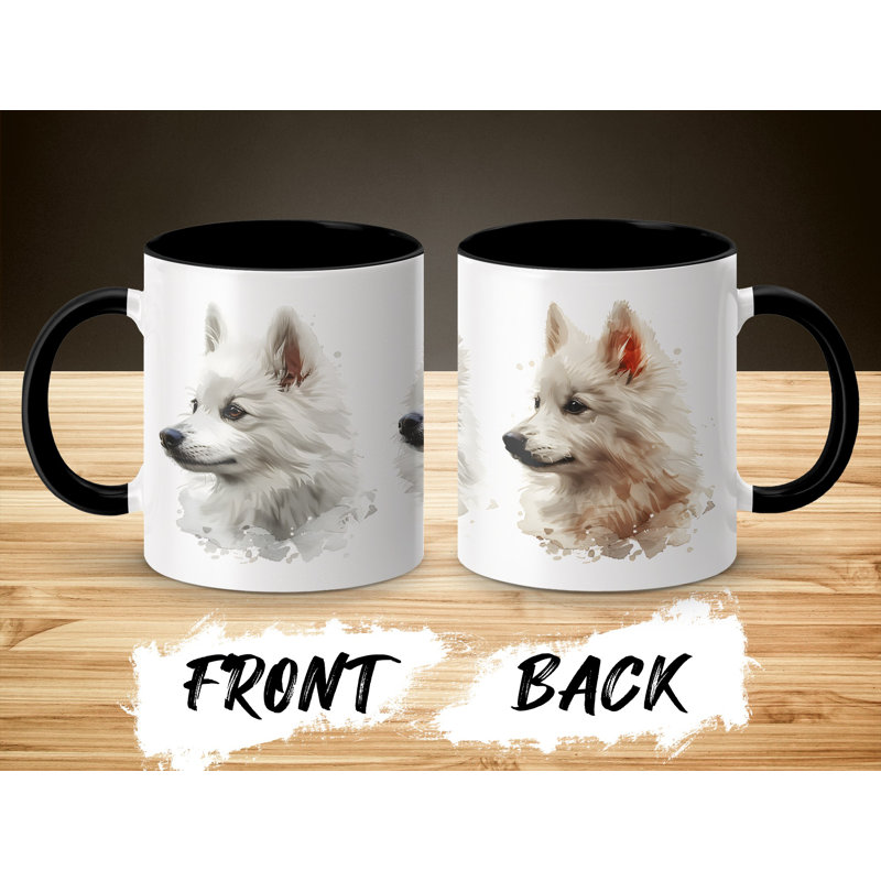11oz Watercolour Samoyed Dog Design Coffee Mug, 3, Black