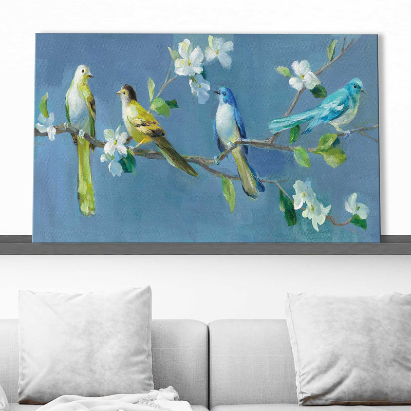Printemps dans le quartier I - peinture, Toile tendue, H 18 po x l 30 po x P 1 po