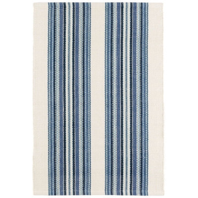 Kit Kemp x Annie Selke Road Runner Blue Handwoven Indoor/Outdoor Rug