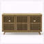 Meuble télé 58,86 po en bois de pin massif sans nœuds, armoire de rangement moderne Mid-Century avec portes sans poignée et tablette réglable, centre de divertissement