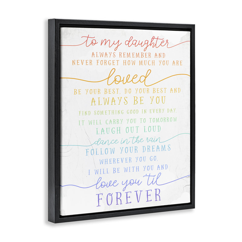 «My Daughter Love You Forever», art mural encadré par Daphne Polselli, Cadre flottant noir de jais, H 21 po x l 17 po