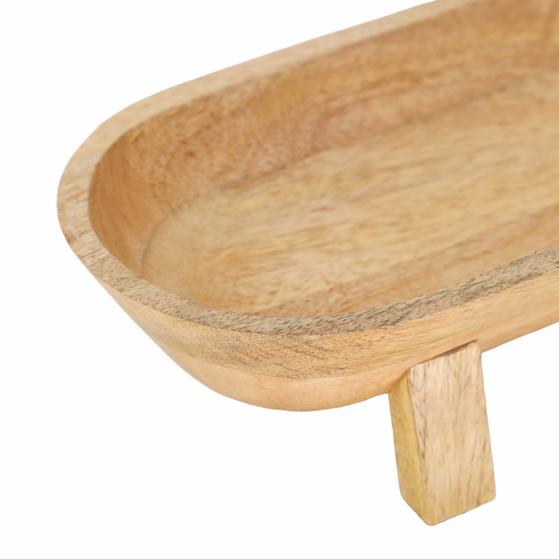 Bol décoratif en bois massif l 15,5 po , Brun