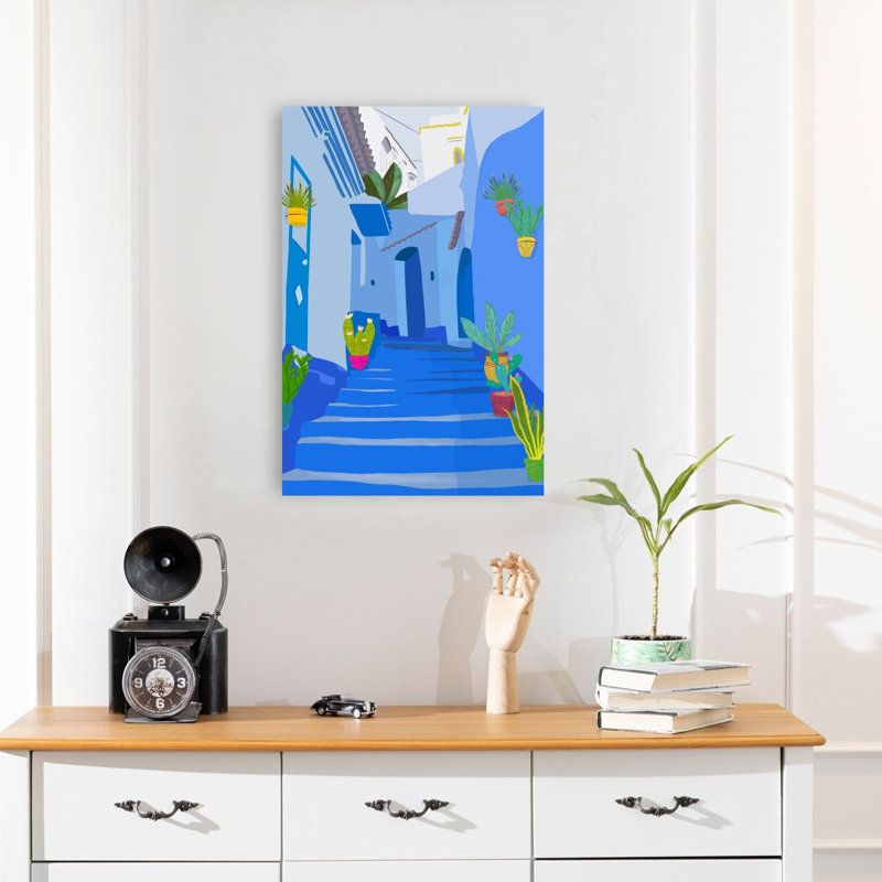 Blue City Abstract Contemporary Architecture City Wall Art Print, 60.96cm H x 40.64cm W