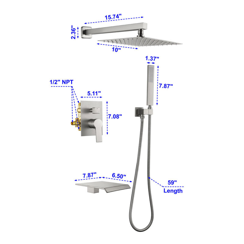 Système de douche complet, Nickel brossé
