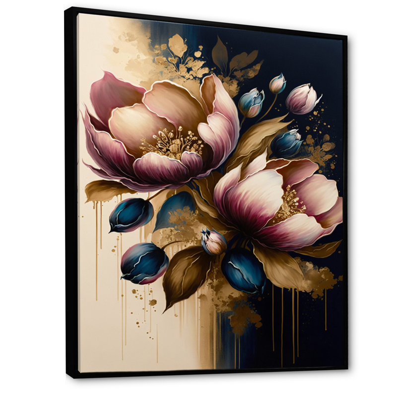 «Pink and Dark Mauve Tulips II», reproduction sur toile, H 20 po x l 12 po x P 1 po, Toile avec cadre flottant noir