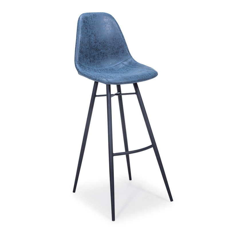 Paris Upholstered Bar Stool, Dark Blue, Bar Stool 45” Seat Height