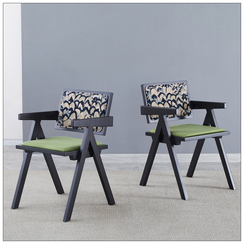 2 chaises de salle à manger, en bois d'hévéa massif, de style médiéval, avec accoudoirs, chaise de salon, simple et naturelle