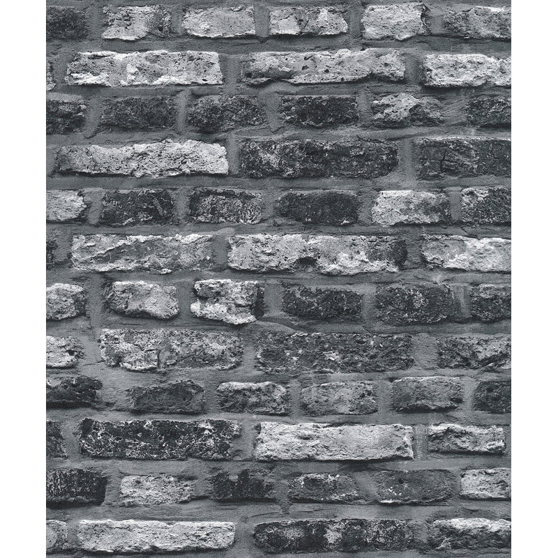 Bricks and More Collection Brickshire Residents Wallpaper Roll, Black 