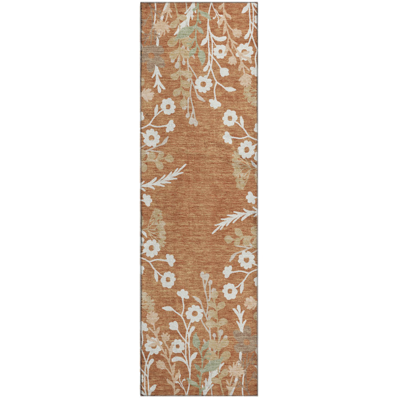 Tapis floral lavable à la machine de qualité supérieure Mayfield AMF2334, Paprika, 2'3" x 7'6" Runner