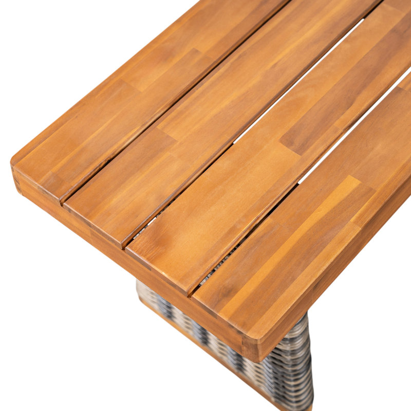 Table de salle à manger grise en bois 3 pièces, pieds tissés à la main, résistants aux intempéries et à la chaleur pour une utilisation à long terme nécessitant peu d'entretien