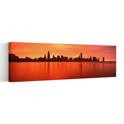 Illinois, Chicago, coucher de soleil abstrait, art contemporain de la ville
