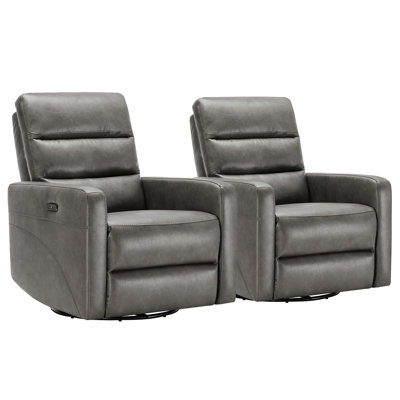 Fauteuil inclinable électrique pivotant en cuir Bela Mila (ensemble de 2)