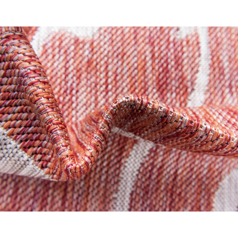 Tapis rouge rouille intérieur / extérieur Coutu, Rond 4 pi 1 po