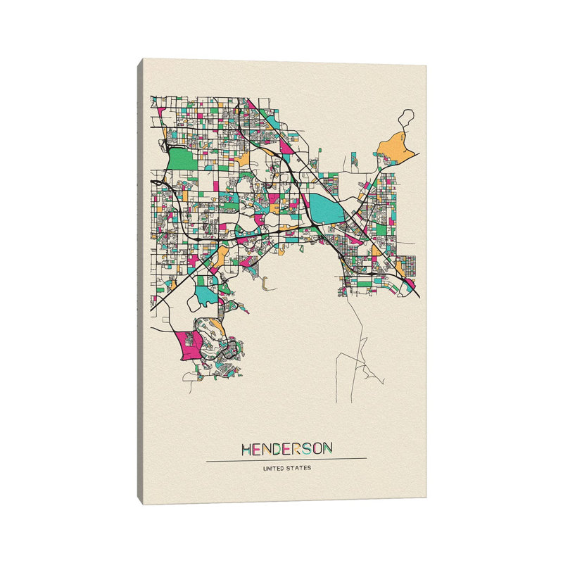 «Henderson, Nevada Map» par Ayse Deniz Akerman - impression sur toile tendue, H 18 po x l 12 po x 1,5 po