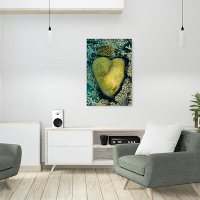 Vibrant Coral Heart Vibrant Contemporary Fish Nature Ocean Wall Art Print