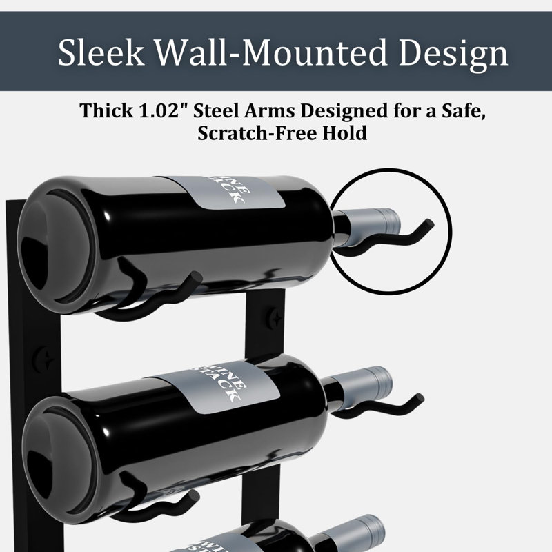 Support à vin mural en métal pour 12 bouteilles Wine Stack, H 8,5 po x l 48 po x P 5 po