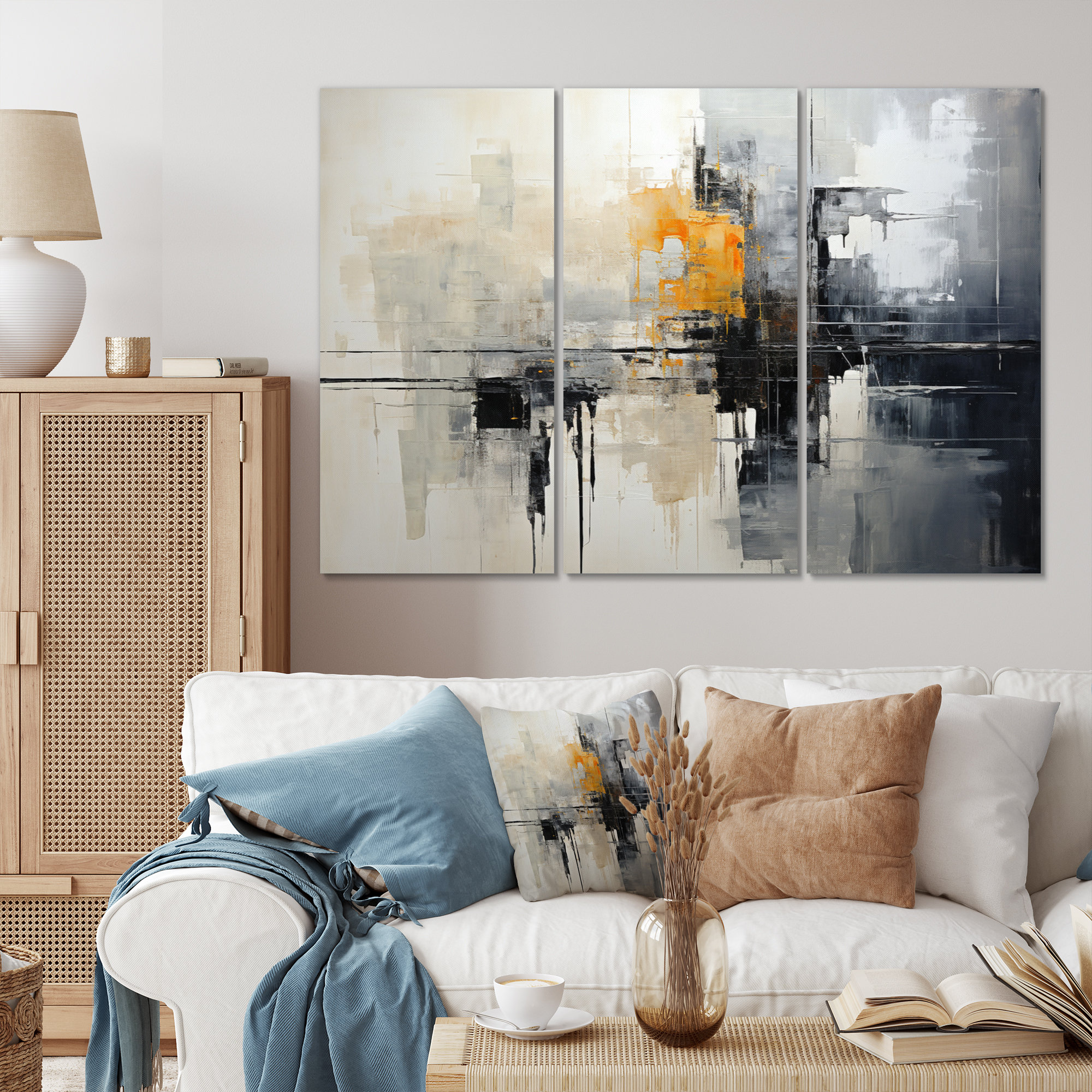 Ivy Bronx Gray Collage Reflections I On Canvas 3 Pieces Print | Wayfair