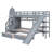 Castle Style Bunk Bed with with 2 Drawers 3 Shelves and Slide -256668417-256668423