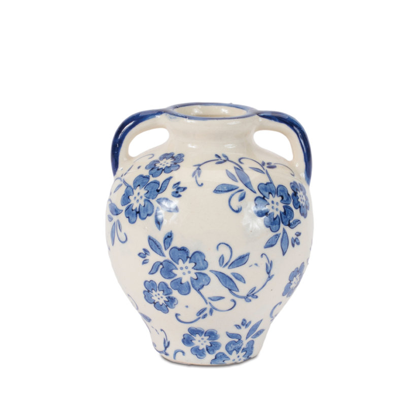 Vase en grès floral bleu (ensemble de 4)