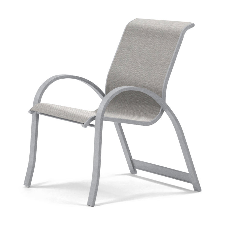 Aruba Stacking Patio Dining Armchair, Alloy Sunbrella®, White