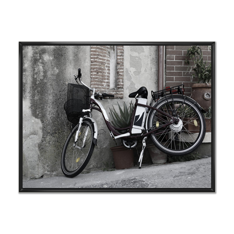 Vélo de style rétro - reproduction de cadre photo sur toile, H 8 po x l 12 po x P 1 po, Toile avec cadre flottant noir