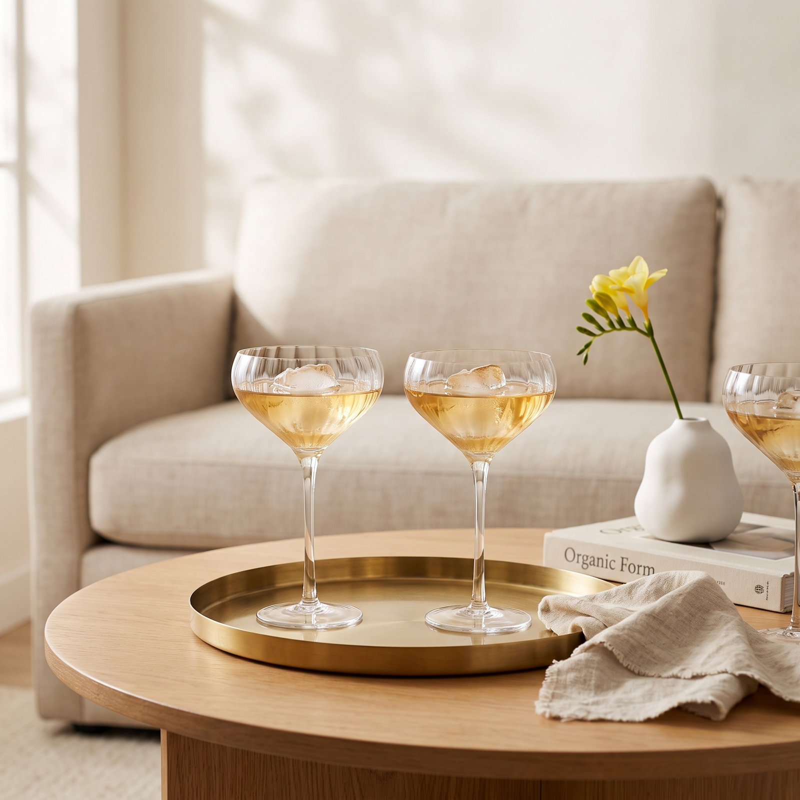 Boulder Ribbed Coupe Glass, Clear