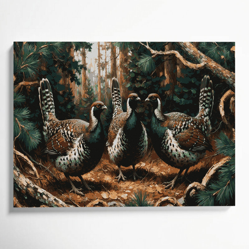 «Birds Spruce Grouse», art mural sur toile, H 12 po x l 18 po