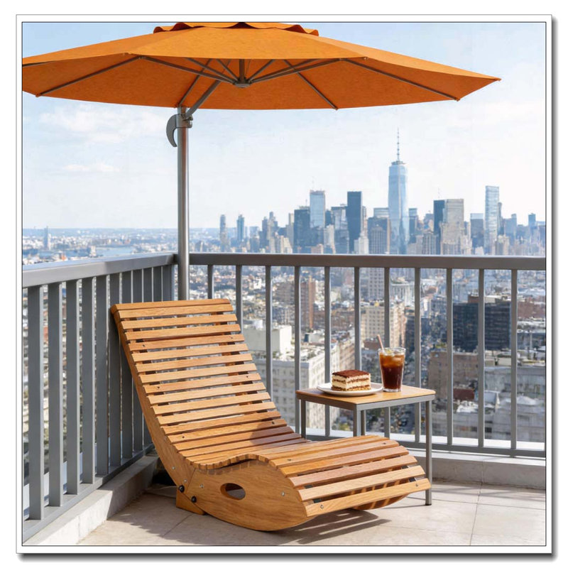 Chaise berçante en bois en forme de S à lattes
