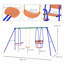 Outsunny Kid Swing Set 3 in 1 Garden Metal Set for Toddlers 3+Years Orange